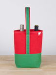 Holiday Canvas Wine Tote - Red/Green