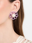 Marigold Button Earrings - Lilac