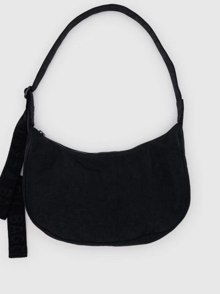 Medium Nylon Crescent Bag - Black