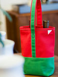 Holiday Canvas Wine Tote - Red/Green