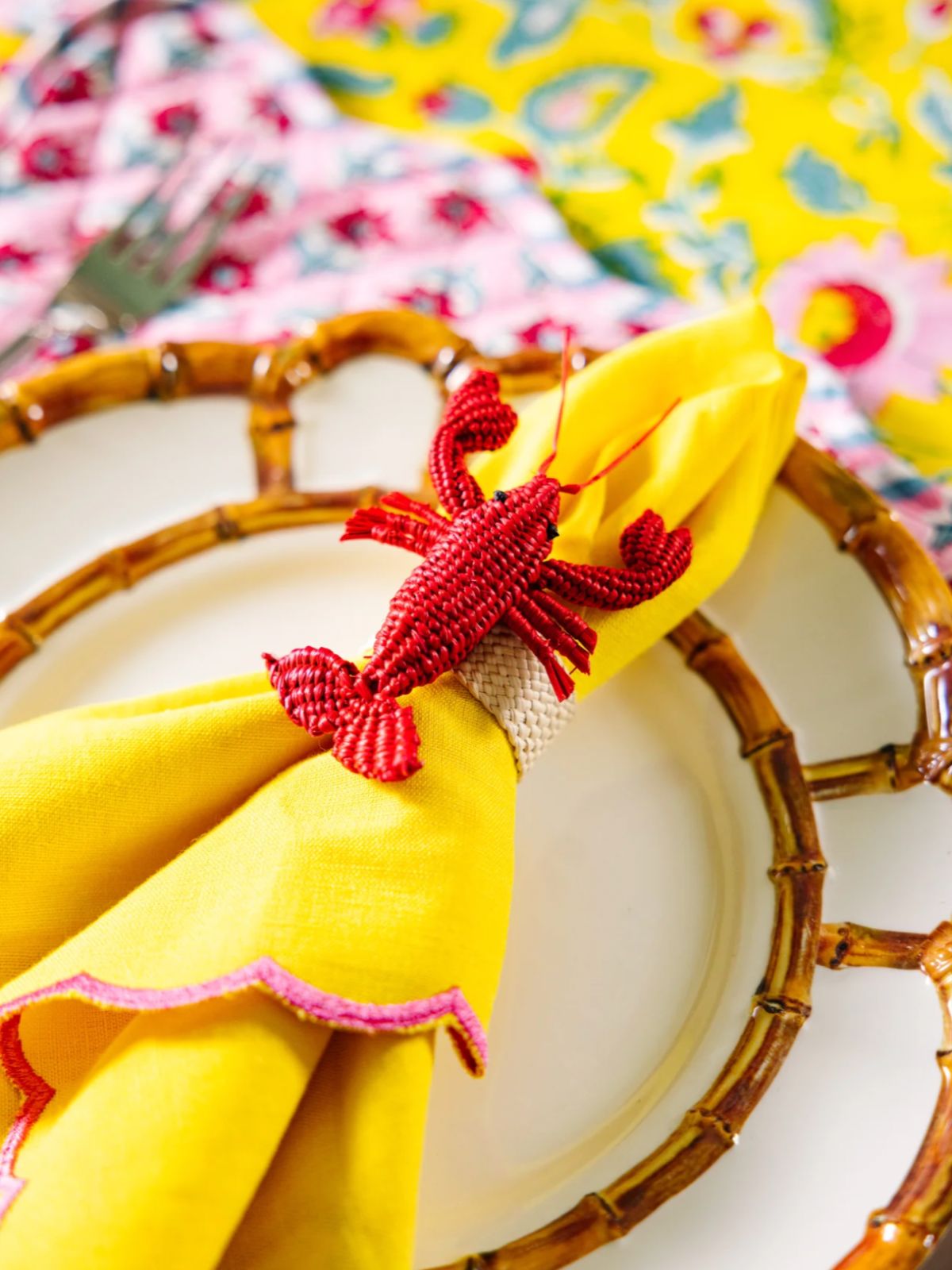 Raffia Napkin Ring - Red Lobster