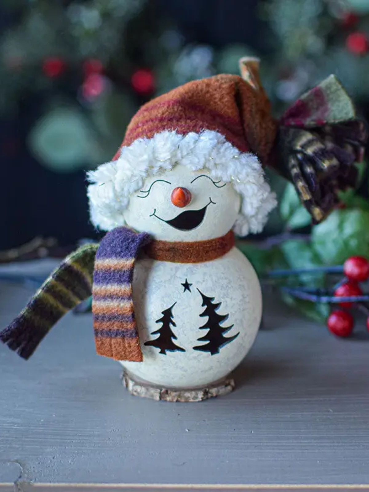 Snowman Hand-Crafted Gourd