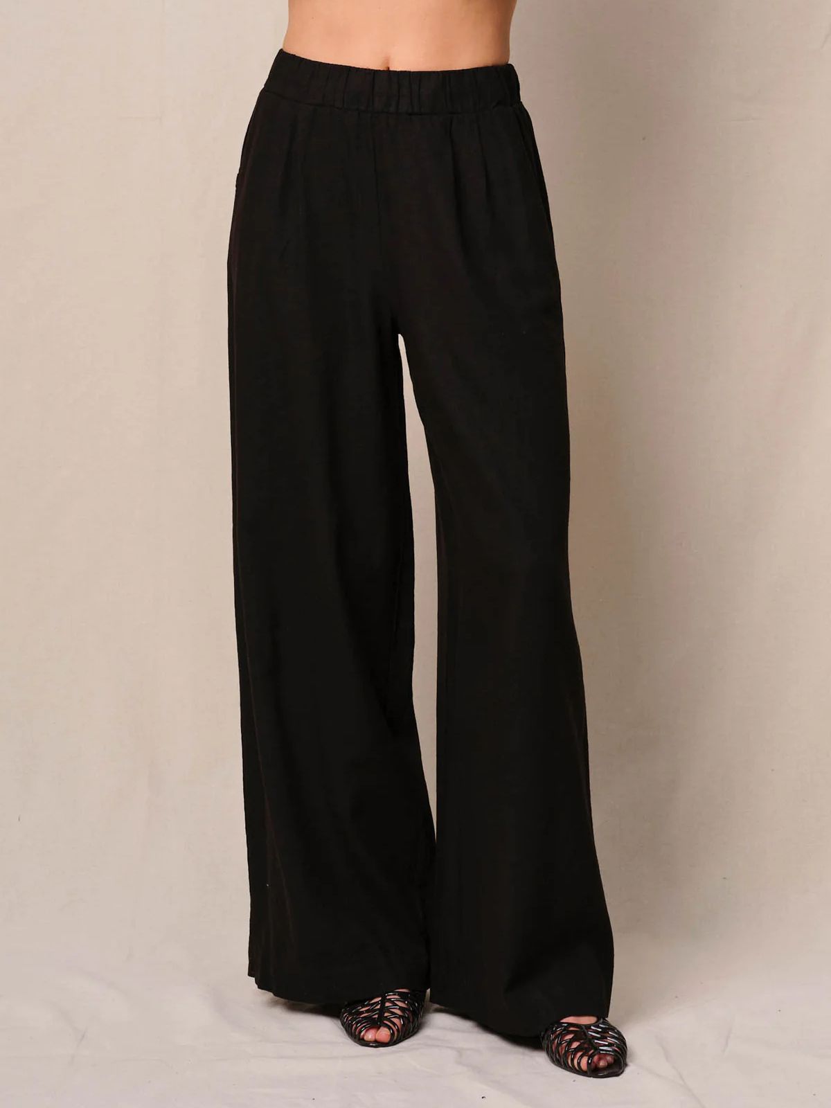Linen Trouser Pants - Black