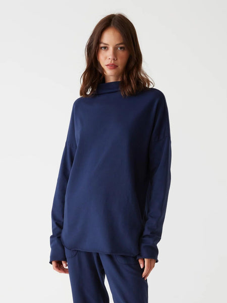 Laurel Mock Neck Top - Navy