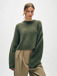 Cashmere Luxe Crew - Green Marl