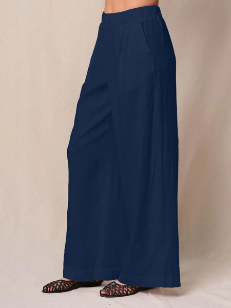 Linen Trouser Pants - Navy