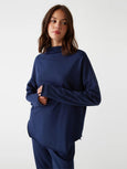 Laurel Mock Neck Top - Navy