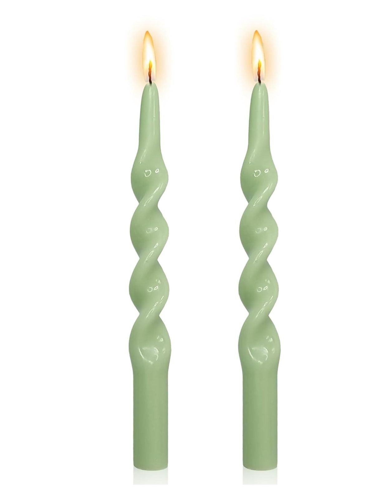 2-Pack Green Spiral Taper Candles