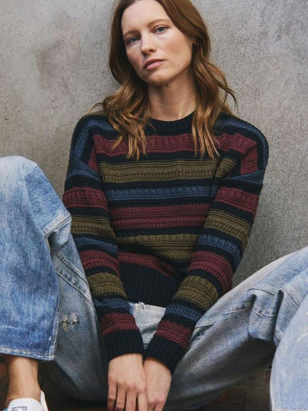 Texture Stitch Striped Crew