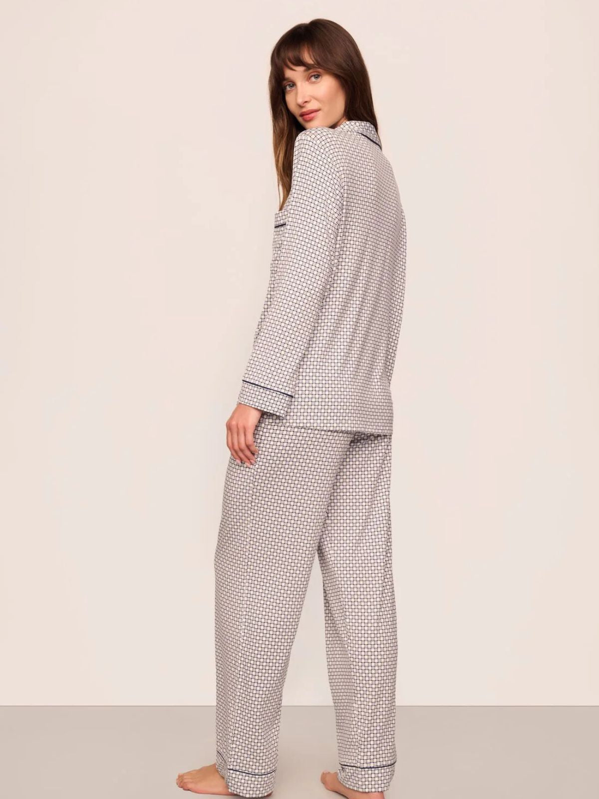 Gisele Long PJ Set - Gray/Navy