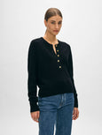 Cashmere Ribbed Gold Button Henley