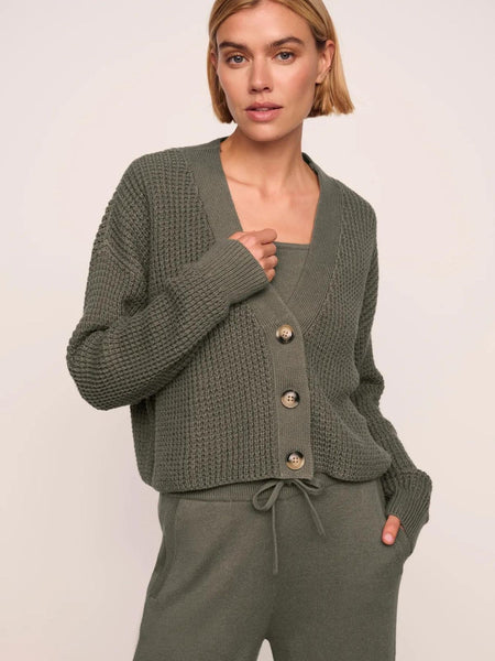 Cropped Cardigan -  Olive