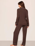 Gisele Long PJ Set - Chocolate/Ivory