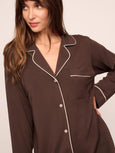Gisele Long PJ Set - Chocolate/Ivory