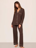 Gisele Long PJ Set - Chocolate/Ivory