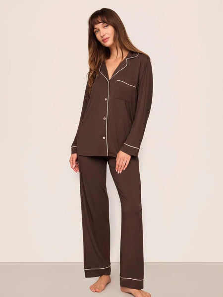 Gisele Long PJ Set - Chocolate/Ivory