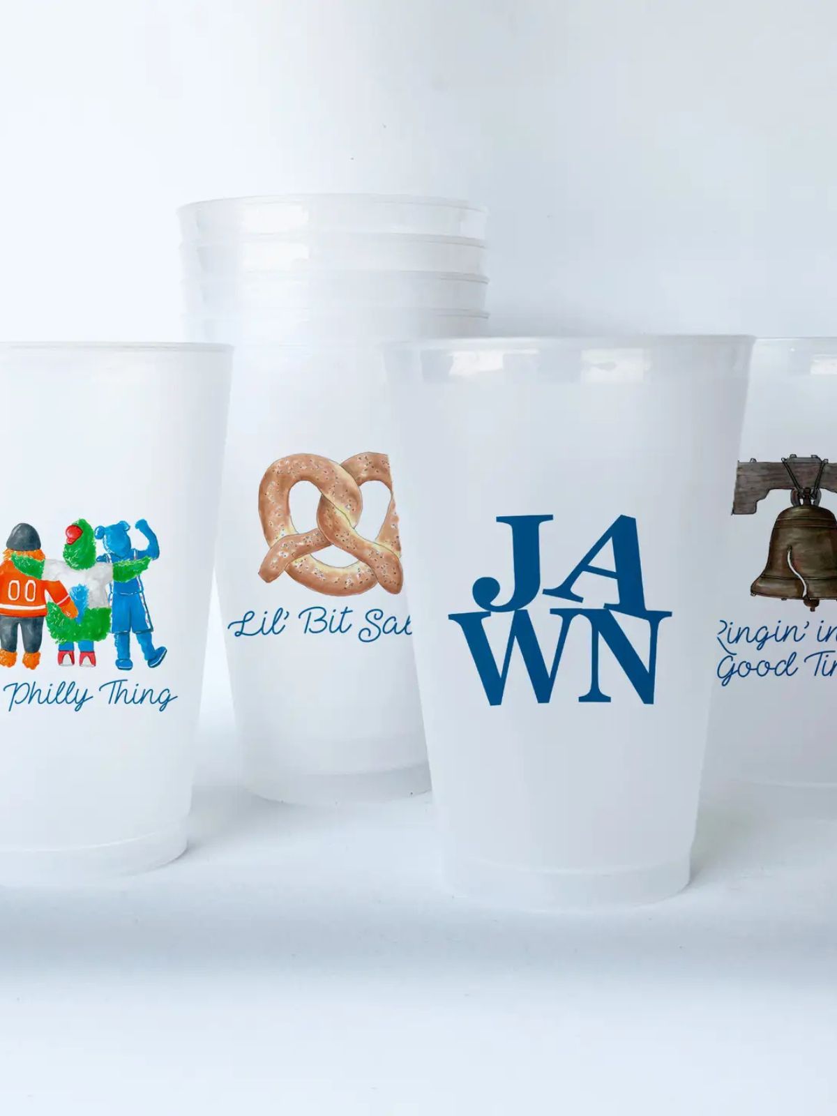 Philadelphia Plastic Cups; Set of 8