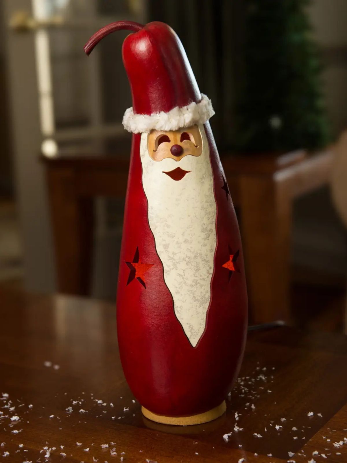 Red Santa Tall Lit Gourd