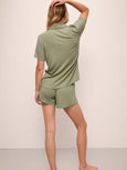 Gisele Rib Relaxed Short PJ Set - Tea