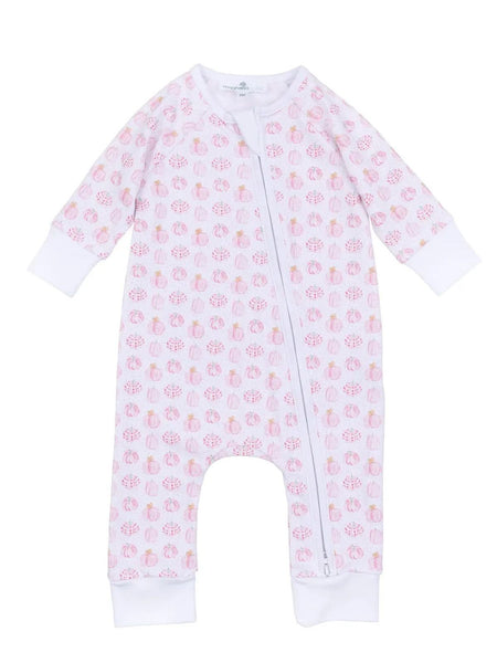 Pumpkins Print Zip Playsuit - Pink