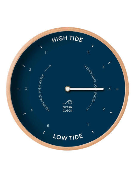 Navy Blue Wood Tide Clock