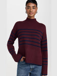 Striped Mock Neck - Cherry