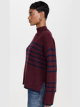 Striped Mock Neck - Cherry