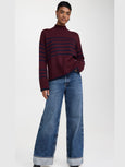 Striped Mock Neck - Cherry