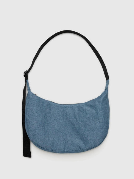 Medium Nylon Crescent Bag - Denim