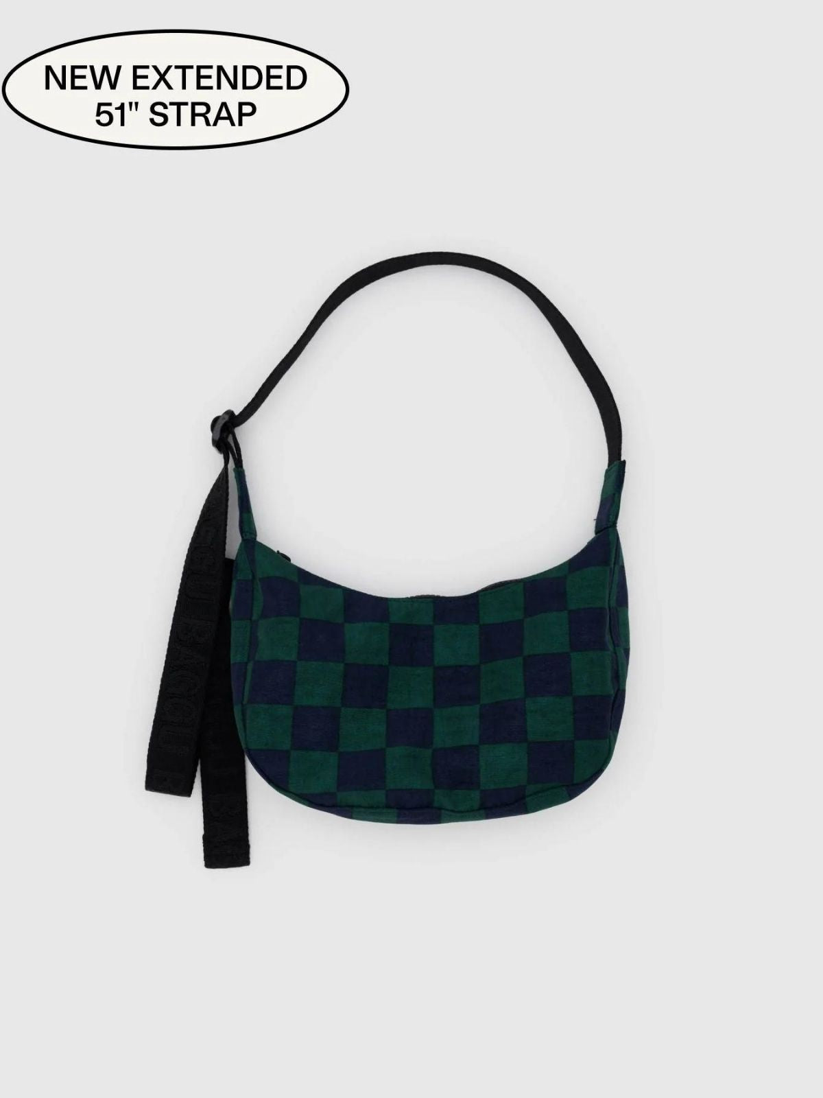 Small Nylon Crescent Bag - Navy Green Check