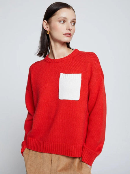 Colorblock Pocket Crew Sweater - Sumo