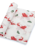 Baby Muslin Cotton Blanket - Santa Sleigh