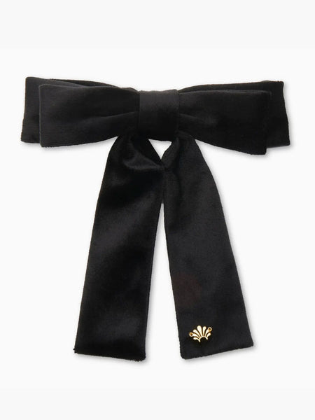 Jet Velvet Antoinette Bow Barrette