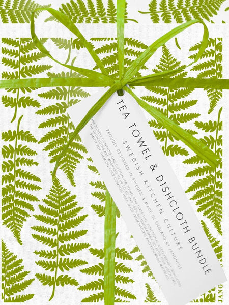 Swedish Dishcloth & Tea Towel Bundle - Fern