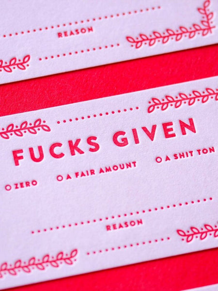 Fucks Given Cards