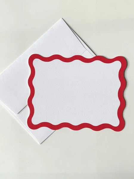 Flat Note Cards - Scallop Red