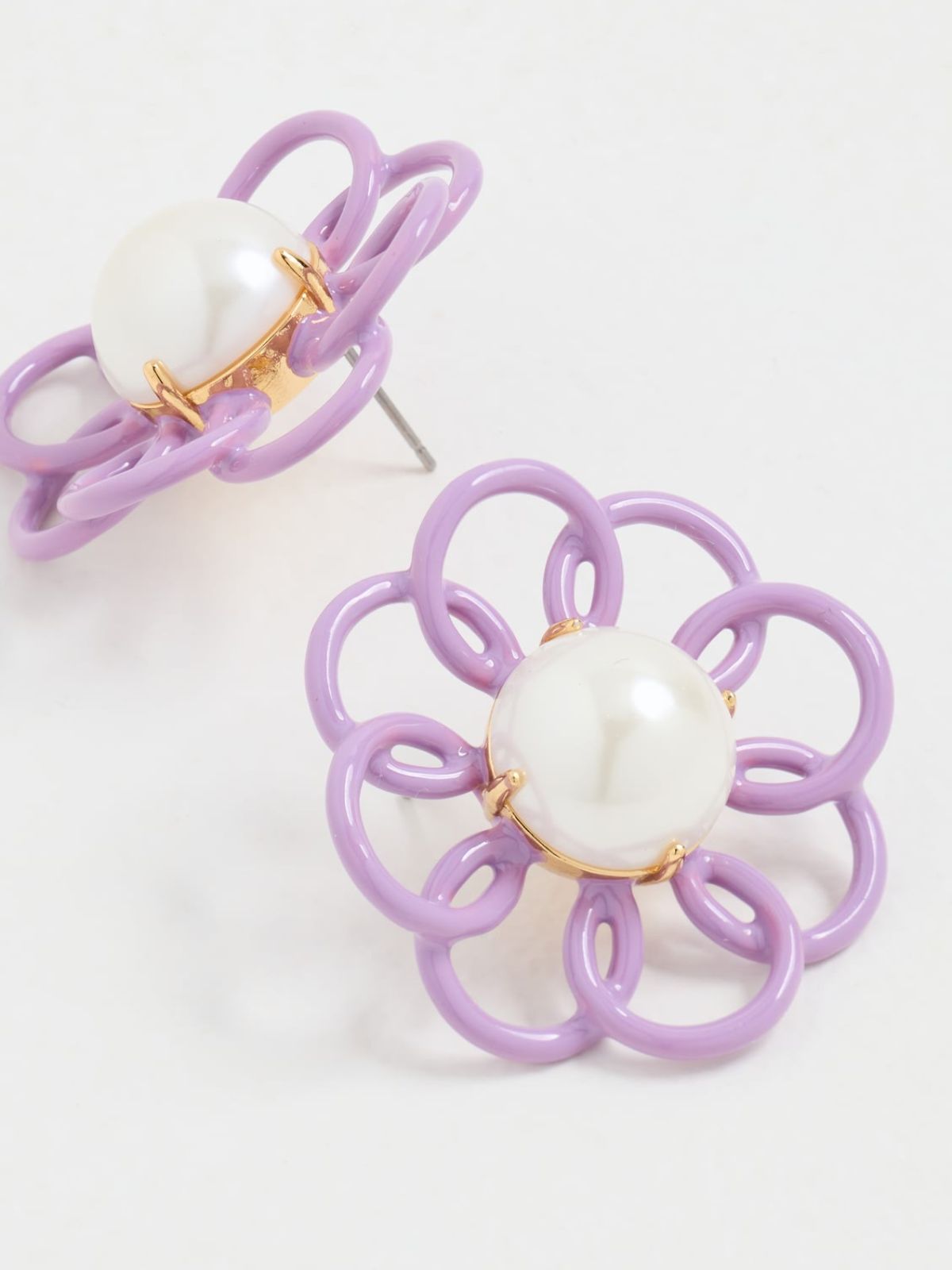 Marigold Button Earrings - Lilac