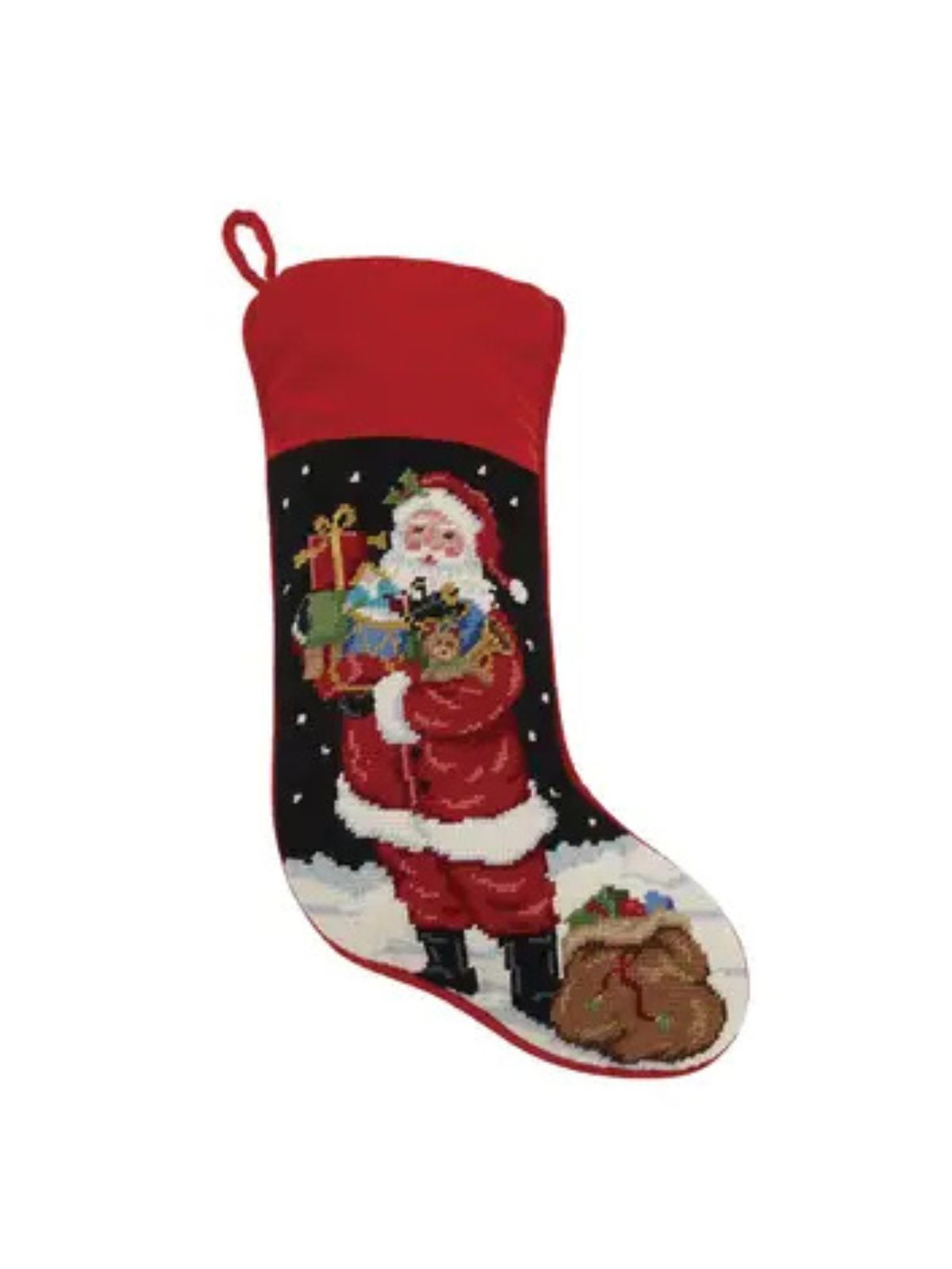 Needlepoint Stocking - Standing Santa