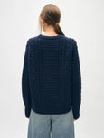 Merino/Cashmere Cable Crew - Navy