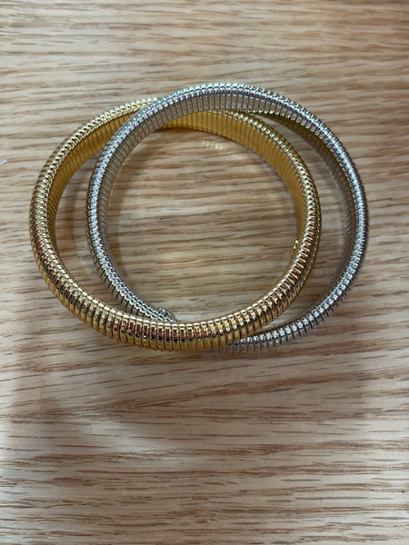 Yellow Gold and Rhodium Double Cobra Bracelet