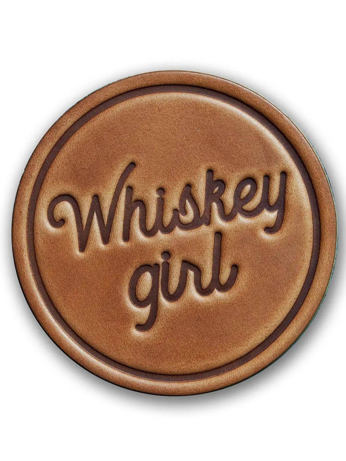 Whiskey Girl Leather Coaster